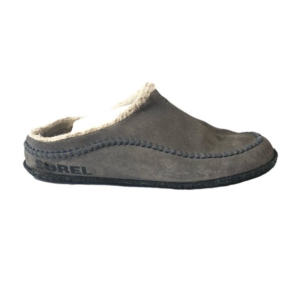 SOREL Falcon Ridge II Slippers Men's Size 12 Gray Black Sherpa Lining Shoe - Picture 1 of 11
